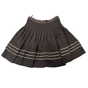 Chic Anne Fontaine Wool Blend Pleated Skirt - Black/White